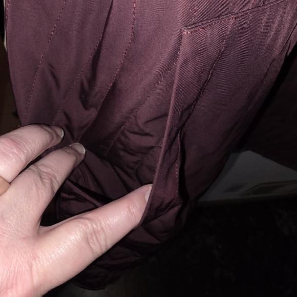 LOGO by Lori Goldstein Reversible Quilted Zip Front Jacket-Burgundy-Medium - Picture 8 of 13